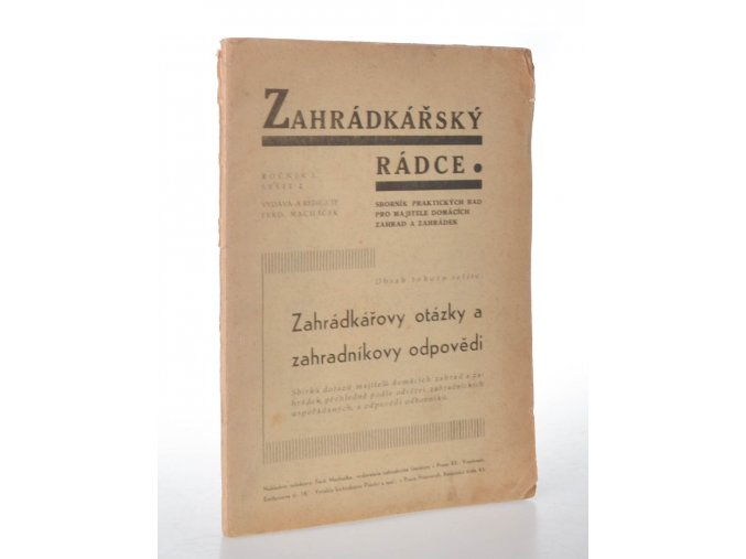 Zahrádkářský rádce : sborník praktických rad pro majitele domácích zahrad a zahrádek. Ročník 1, sešit 2