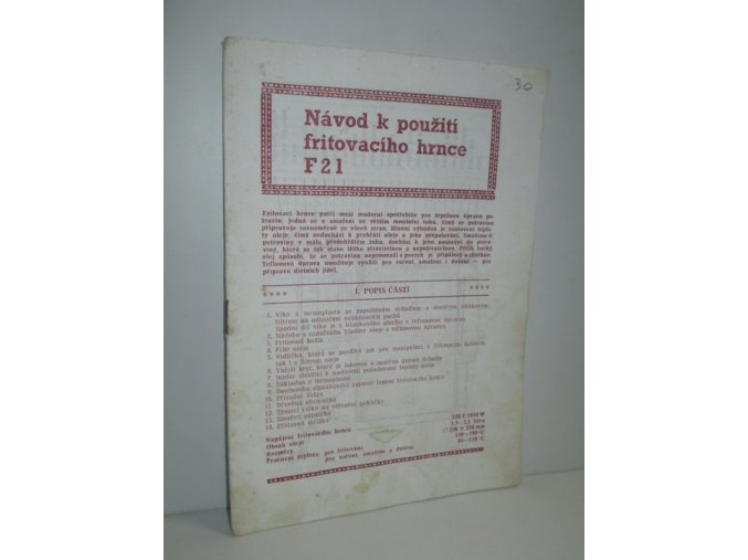 Návod k použití fritovacího hrnce F2l