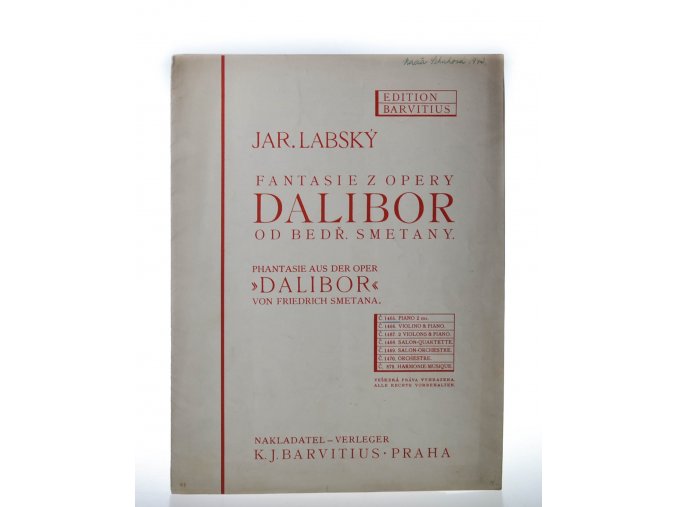 Fantasie z opery Dalibor od B. Smetany : piano