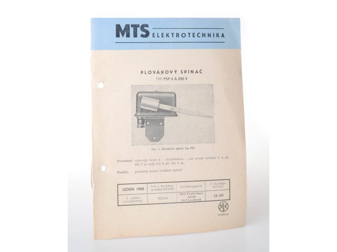 MTS elektrotechnika : Plovákový spínač