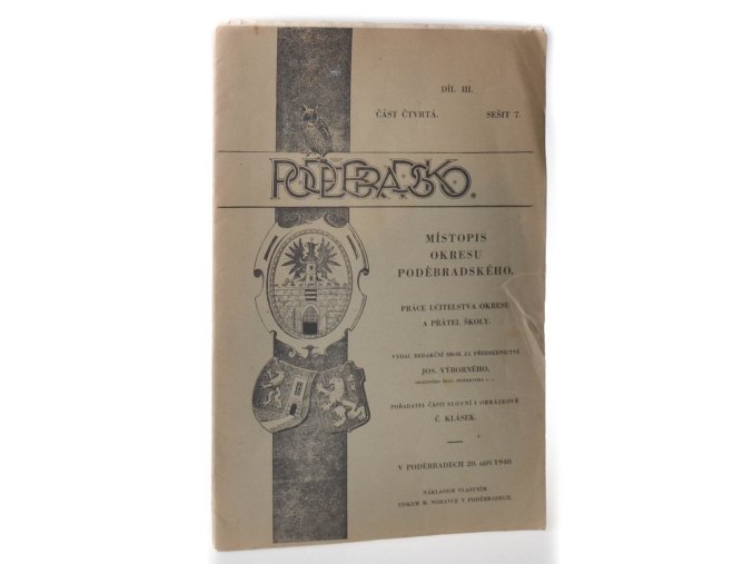 Poděbradsko. Místopis okresu poděbradského: obraz minulosti i přítomnosti Díl III. Část čtvrtá sešit 7 (1940)
