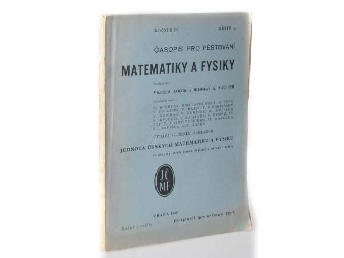 Časopis pro pěstování matematiky a fysiky : roč. 70, sešit 1.