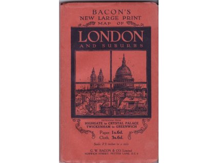 456575 bacon s new large print map of london and suburbs