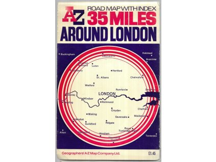 494675 a to z road map with index 35 miles around london