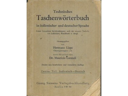 502769 technisches taschenworterbuch in italienischer und deutscher sprache zweiter teil italienisch deutsch