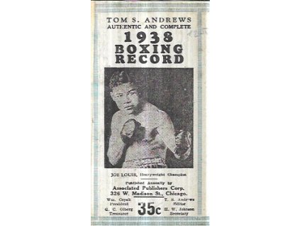 524057 tom andrews authentic and complete 1938 boxing record