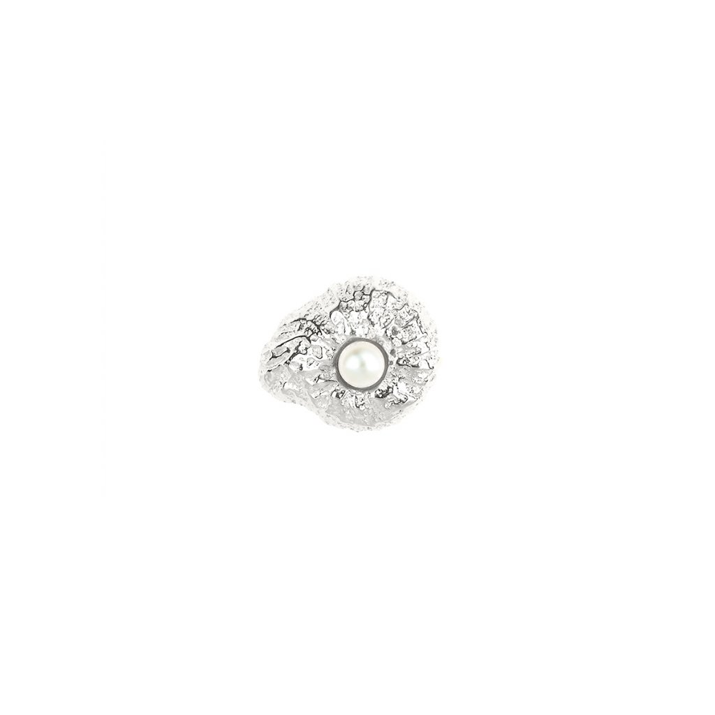 Coral pearl earring - silver - Antipearle