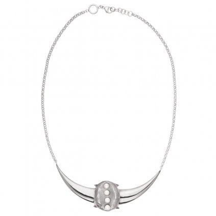 Crescent pearl necklace-silver