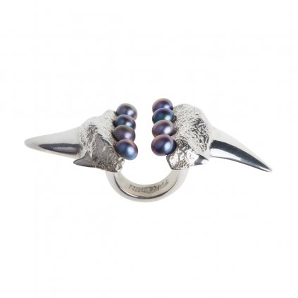 Megalodon pearl ring-silver