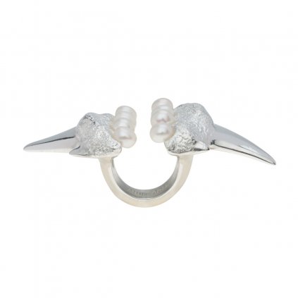 Megalodon pearl ring-silver