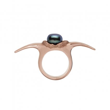 Fang down pearl ring - gold-plated silver