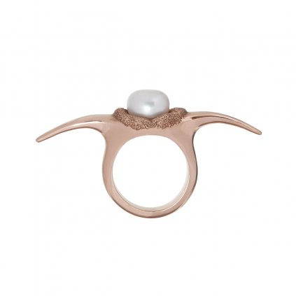 Fang down pearl ring - gold-plated silver