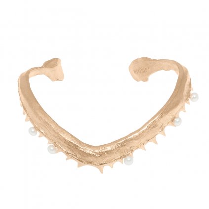 V jaw multi pearl bracelet - gold-plated silver
