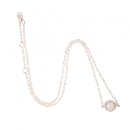 Circle pearl chain necklace - silver