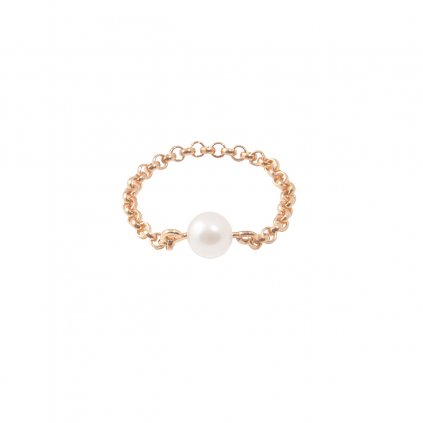 Chain pearl ring - gold-plated silver