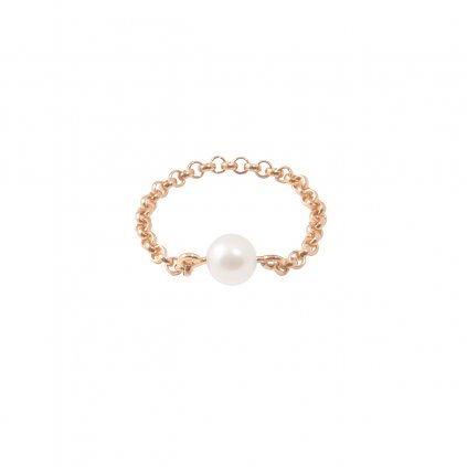 Chain pearl ring - gold-plated silver