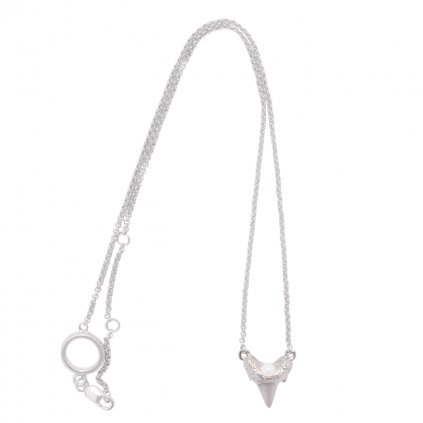 Mini shark tooth heart necklace - 14kt white gold