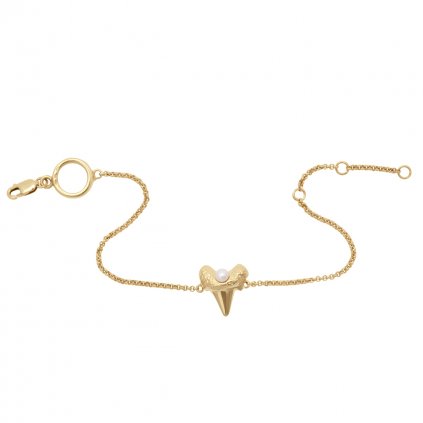 Mini shark tooth heart bracelet - 14kt yellow gold