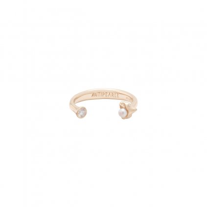 Petite A double ring Brilliant - 14KT yellow Gold