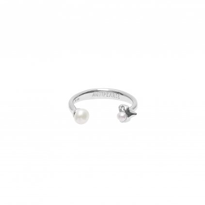 Petite A double pearl ring - 14kt white Gold