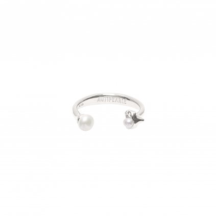 Petite A double pearl ring - silver