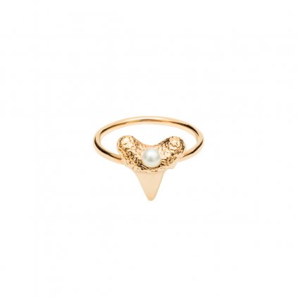 Mini shark tooth heart ring - gold-plated silver