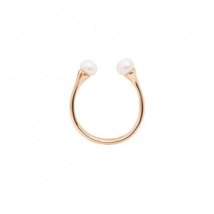 Double pearl ring - gold-plated silver