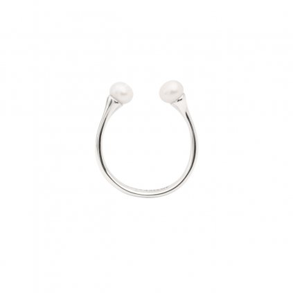 Double pearl ring - silver