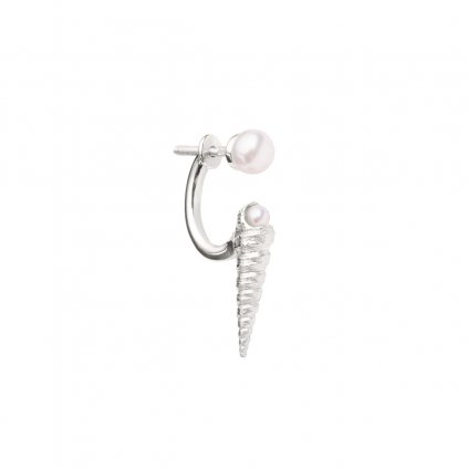 Concha double pearl earring A - silver