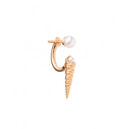 Concha double pearl earring A - gold-plated silver