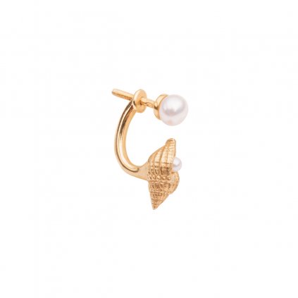 Concha double pearl earring B - gold-plated silver