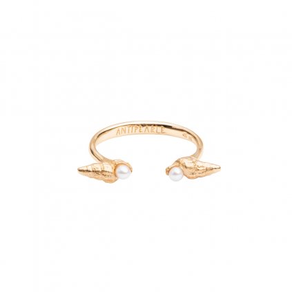 Concha pearl ring - gold-plated silver