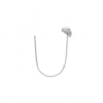 Ava chain pearl earring - 14kt white gold