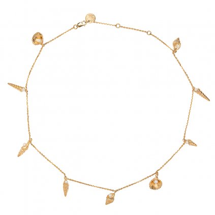 Concha multi pearl necklace short - gold-plated silver