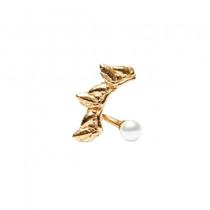 Sirene pearl earring - right - gold-plated silver