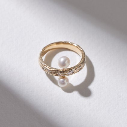 PEARL PIERCE ÁST RING - YELLOW GOLD