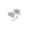 Double blacktip pearl ring-silver