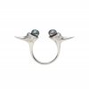 Blacktip pearl ring-silver