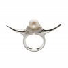 Fang up pearl ring-silver
