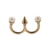 Two pearl double ring- gold-plated silver