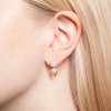Mini double pearl fang earring - 14kt yellow gold