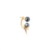 Mini double pearl fang earring - 14kt yellow gold