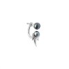 Mini double pearl fang earring - 14kt white gold