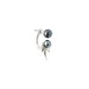 Mini double pearl fang earring - silver