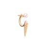 Concha double pearl earring A - gold-plated silver
