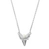 Mini shark tooth heart necklace - long - 14kt white gold