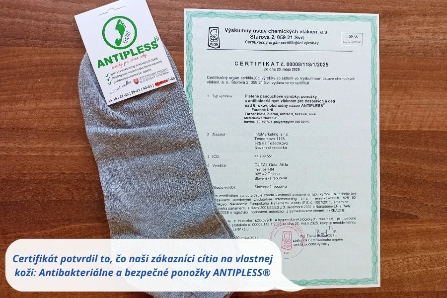 Certifikát ponoziek Antipless