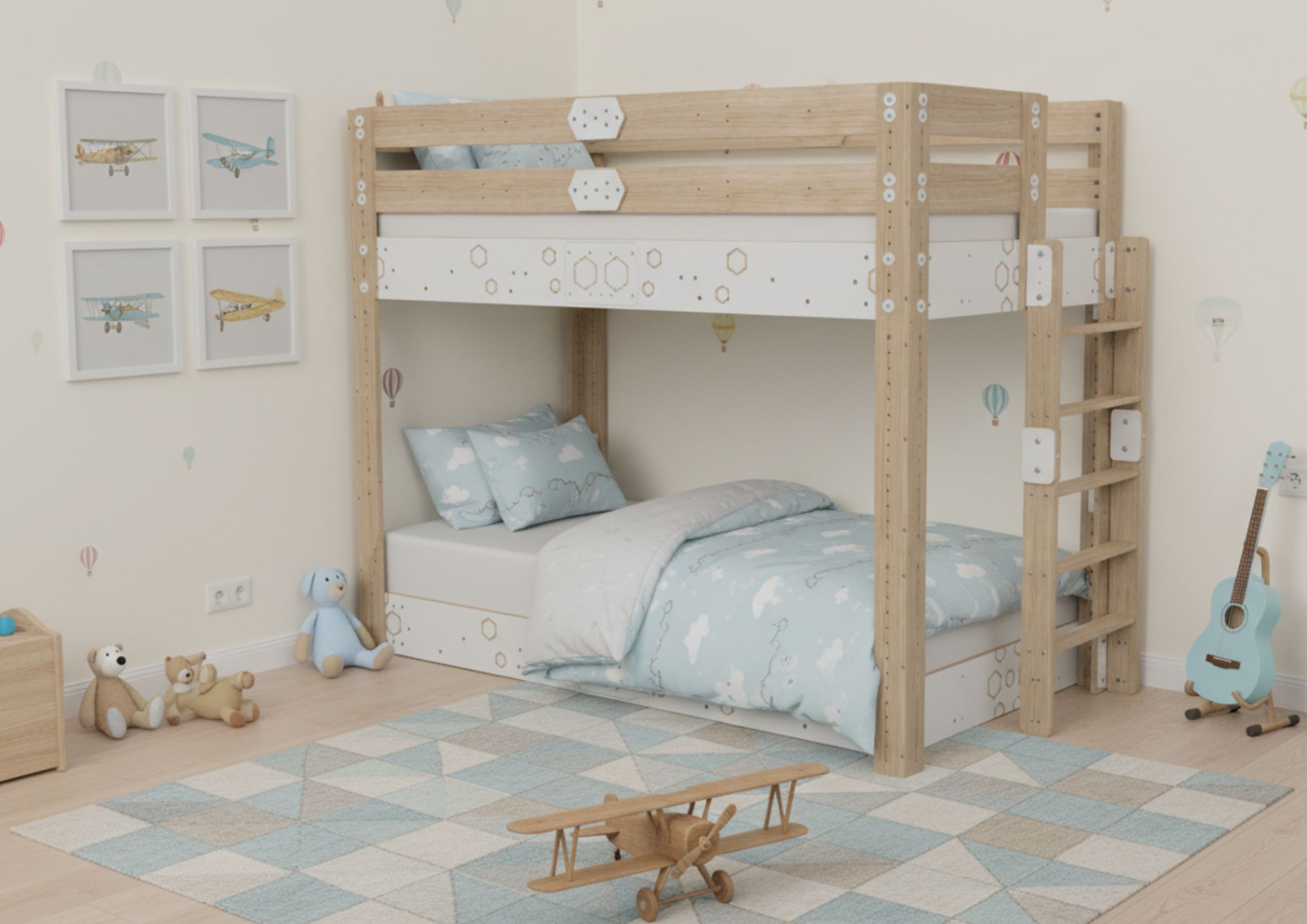 DvojPoschodová rastúca posteľ MANU Š90/V200/VČ Antonie Emma