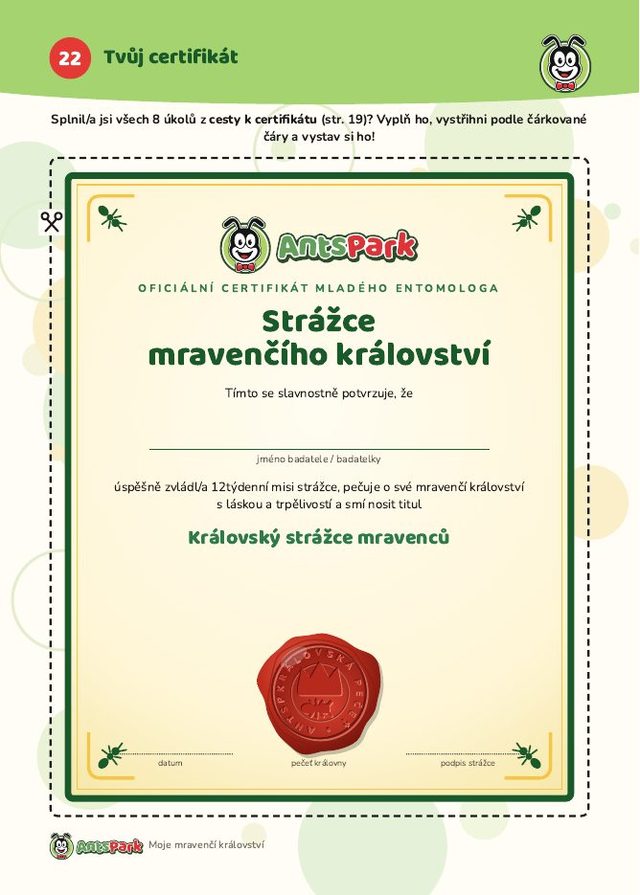Certifikát strážce mravenčího království