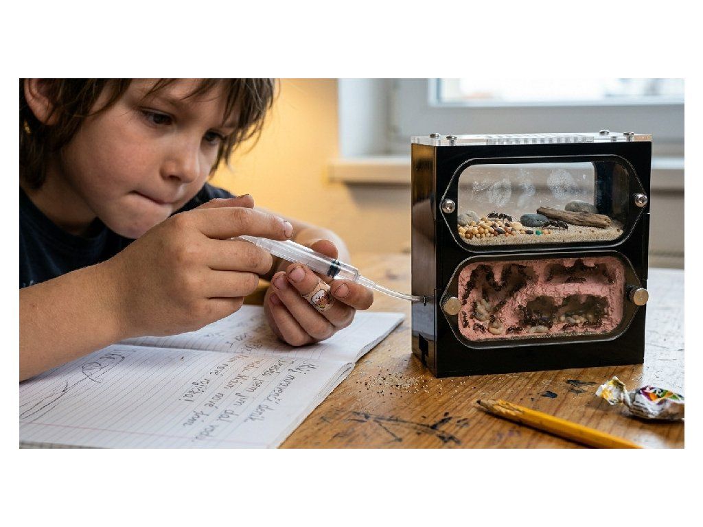 Dítě doplňuje vodu do formikária pipetou